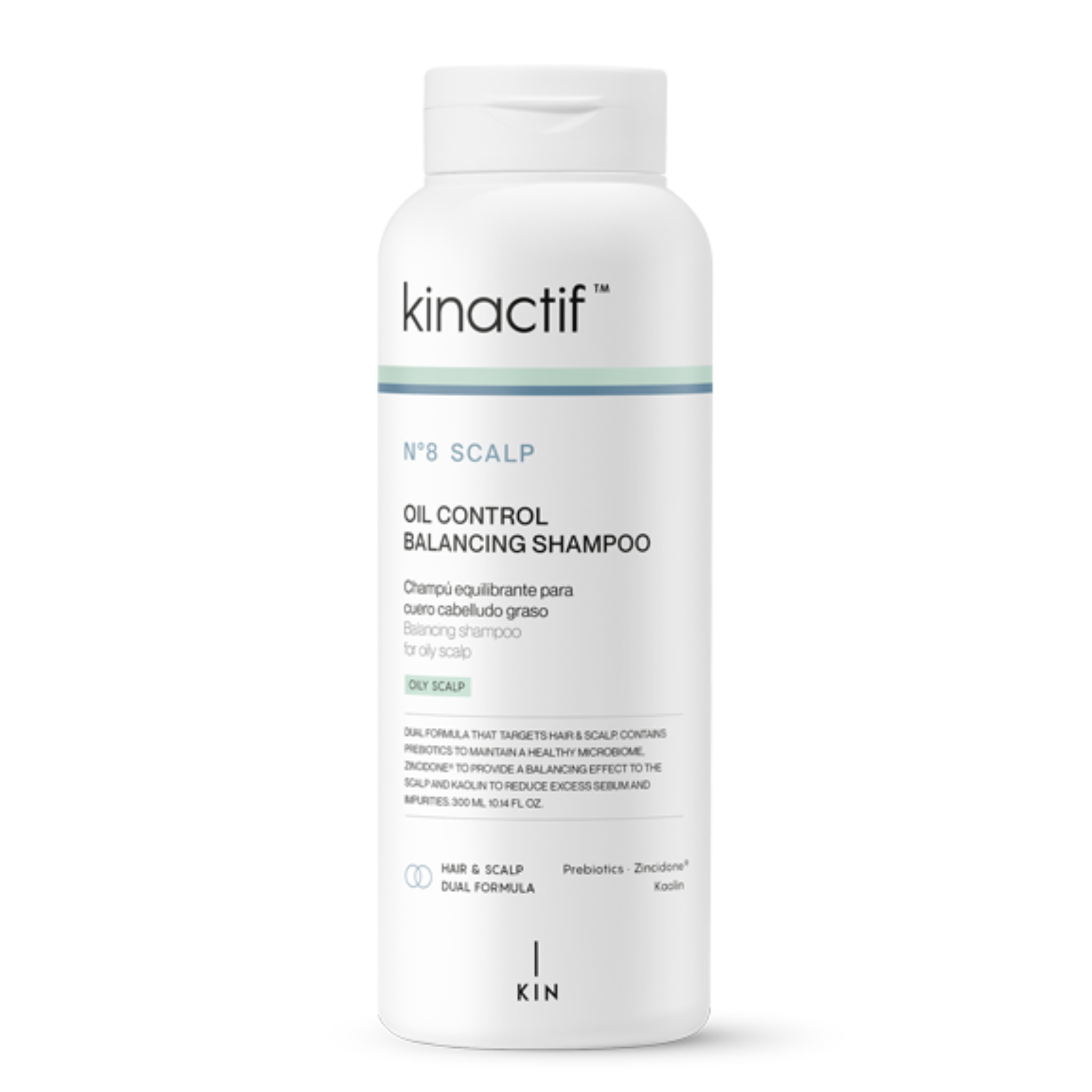 Kinactif oil control balancing shampoo bottle on a white background
