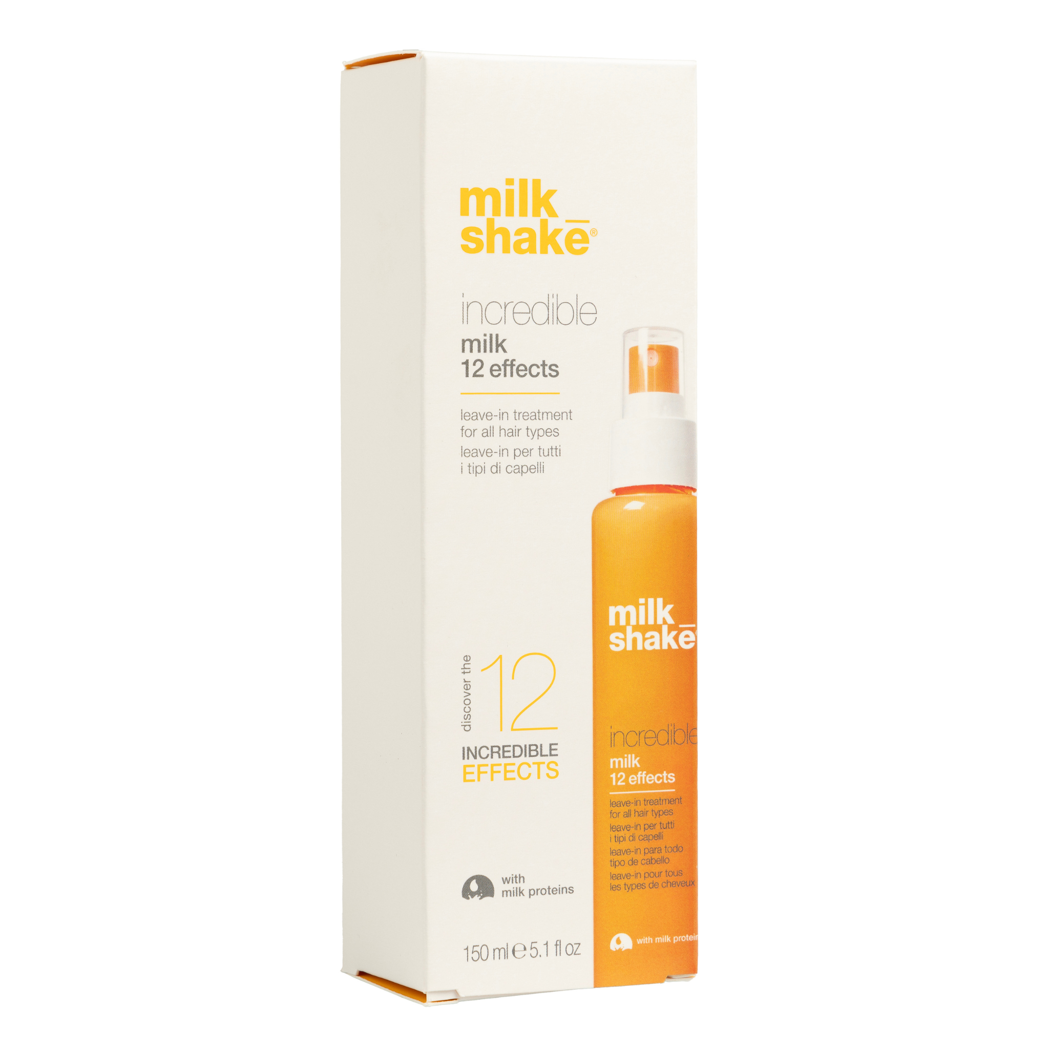 Milk Shake Incredible 12 Effects hair treatment packaging on a white background