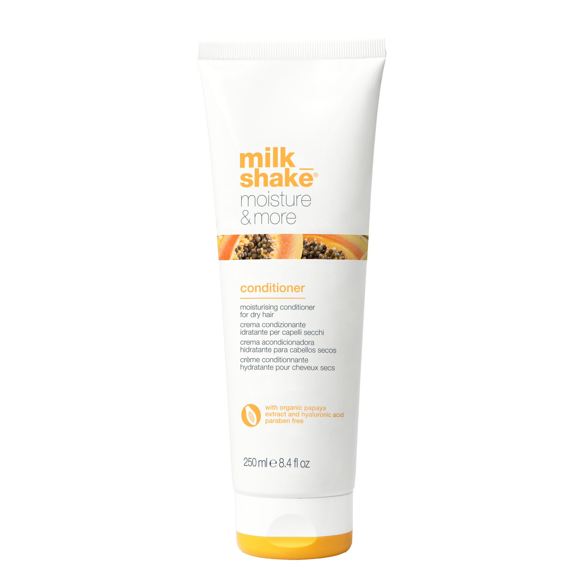 Milk Shake moisture & more conditioner bottle on a white background 