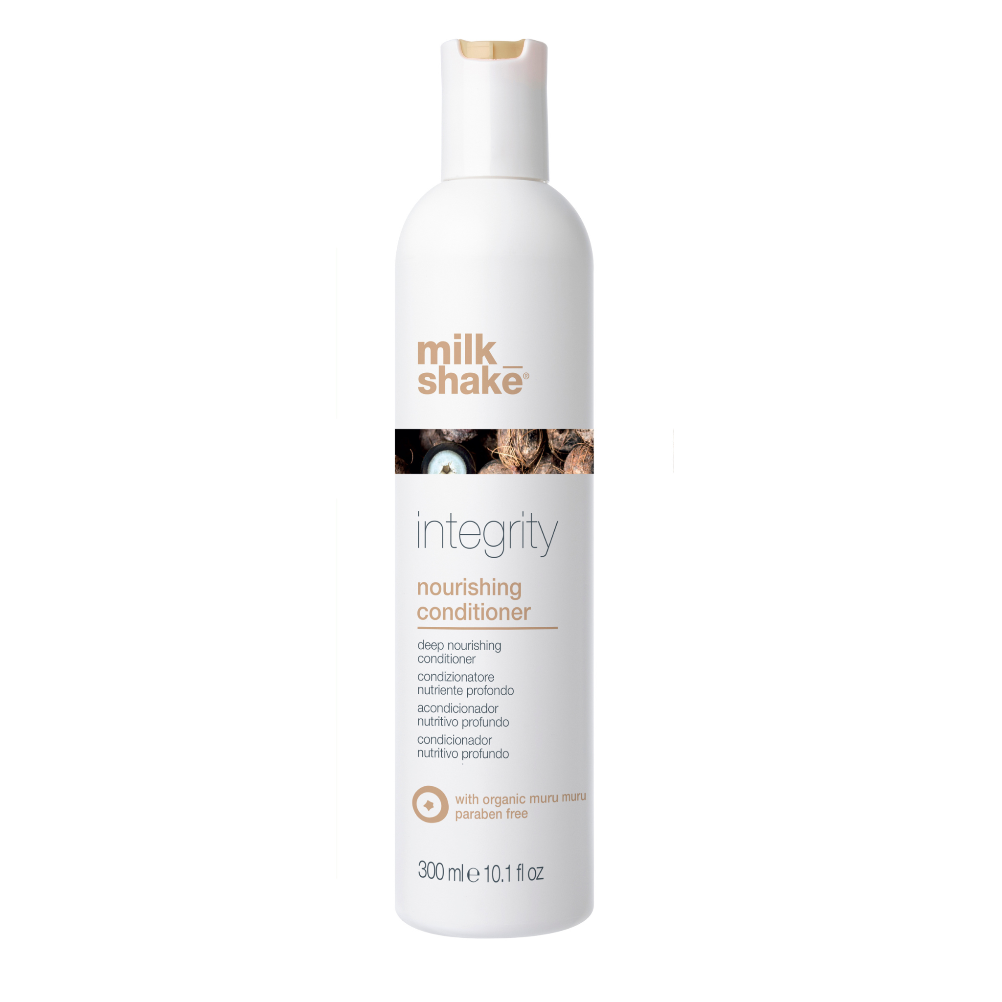Milk Shake Integrity nourishing conditioner for damaged hair repair bottle on a white background